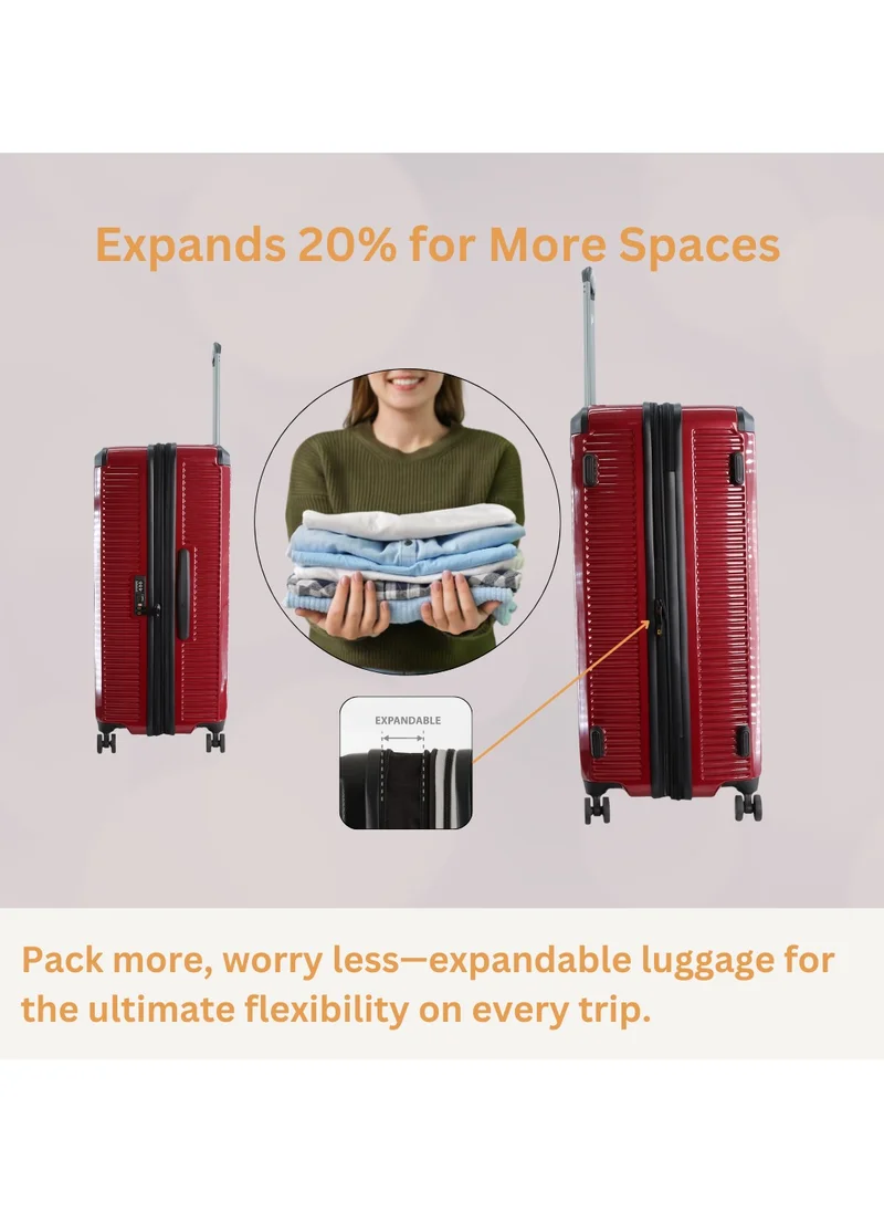 ناشيونال چيوغرافيك National Geographic Metallic PC Hardside Luggage Metallic Red Trolley Set of 3, Lightweight Durable Anti-Theft Zipper TSA Lock, 4 Double Spinner Wheels Bag, Expandable Suitcase with Aluminum Telescopic Handle