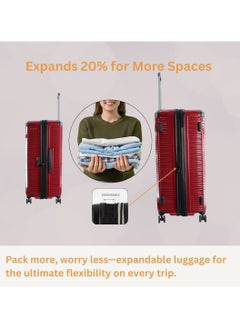 NATIONAL GEOGRAPHIC National Geographic Metallic PC Hardside Luggage Metallic Red Trolley Set of 3, Lightweight Durable Anti-Theft Zipper TSA Lock, 4 Double Spinner Wheels Bag, Expandable Suitcase with Aluminum Telescopic Handle  - Image 2