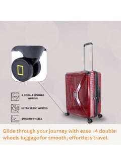 NATIONAL GEOGRAPHIC National Geographic Metallic PC Hardside Luggage Metallic Red Trolley Set of 3, Lightweight Durable Anti-Theft Zipper TSA Lock, 4 Double Spinner Wheels Bag, Expandable Suitcase with Aluminum Telescopic Handle  - Image 5