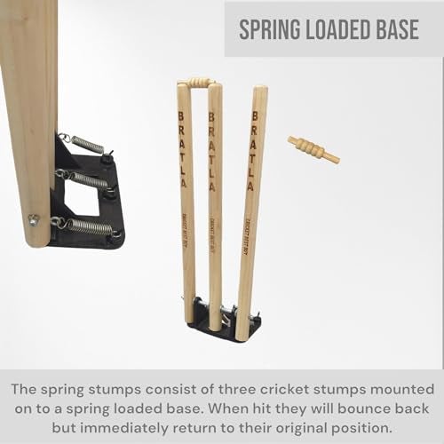 Bratla CBB Cricket Spring Return Stumps Wickets Metal Base Multi Surface Placement - Image 4