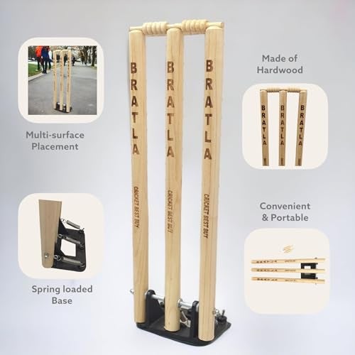 Bratla CBB Cricket Spring Return Stumps Wickets Metal Base Multi Surface Placement - Image 2