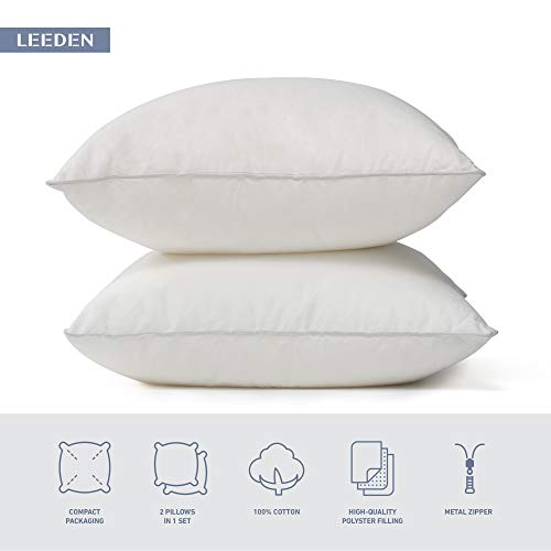 Leeden 18 x 18 Pillow Inserts (Set of 2) - Throw Pillow Inserts with 100% Cotton Cover - 18 Inch Square Decorative Pillows for Sofa, Couch, Bed and Home Decor - Image 4
