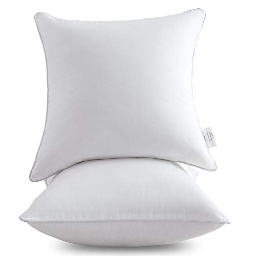 Leeden 18 x 18 Pillow Inserts (Set of 2) - Throw Pillow Inserts with 100% Cotton Cover - 18 Inch Square Decorative Pillows for Sofa, Couch, Bed and Home Decor - Image 1