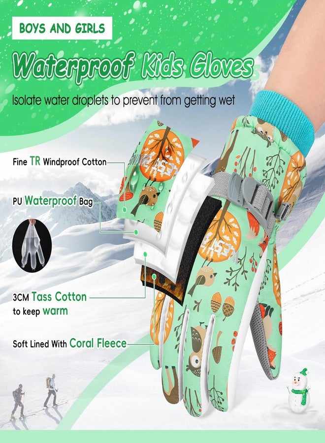 CYCLESPEED Winter Gloves for Boys Girls Kids Snow Gloves Toddler Gloves for Snowboarding,Kids Waterproof Gloves for Outdoor Riding Winter Sports (Green, Small) - Image 2