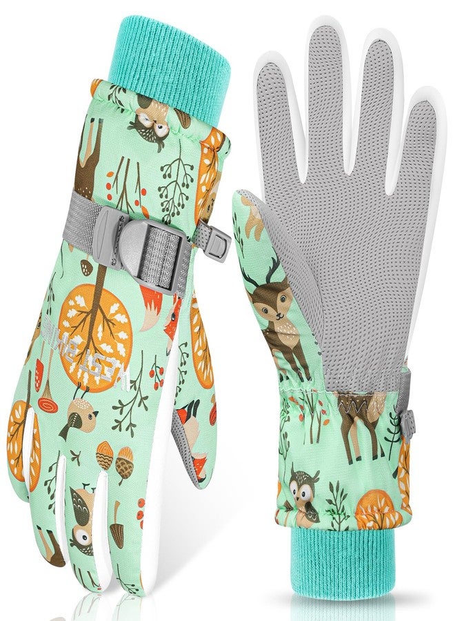 CYCLESPEED Winter Gloves for Boys Girls Kids Snow Gloves Toddler Gloves for Snowboarding,Kids Waterproof Gloves for Outdoor Riding Winter Sports (Green, Small) - Image 1