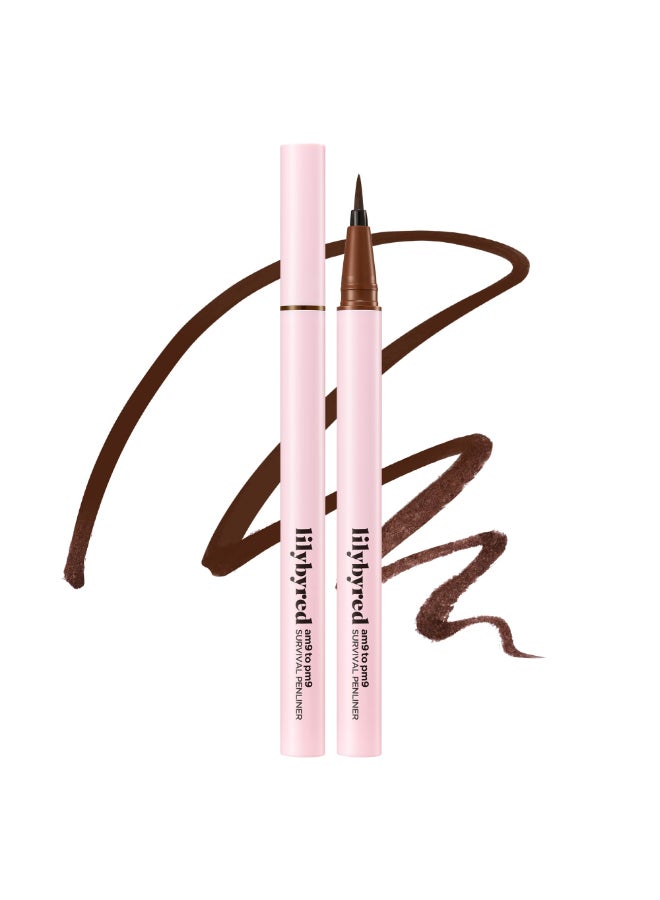 lilybyred AM9 to PM9 Survival Penliner Korean Waterproof Liquid Eyeliner 01mm UltraFine Brush Highly Pigmented QuickDry SmudgeProof LongLasting Precision Line 0021 oz 03 Walnut Brown - Image 2