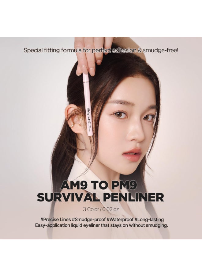 lilybyred AM9 to PM9 Survival Penliner Korean Waterproof Liquid Eyeliner 01mm UltraFine Brush Highly Pigmented QuickDry SmudgeProof LongLasting Precision Line 0021 oz 03 Walnut Brown - Image 4