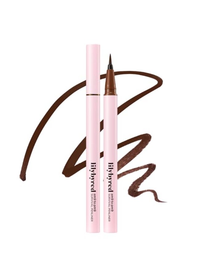lilybyred AM9 to PM9 Survival Penliner Korean Waterproof Liquid Eyeliner 01mm UltraFine Brush Highly Pigmented QuickDry SmudgeProof LongLasting Precision Line 0021 oz 03 Walnut Brown - Image 1