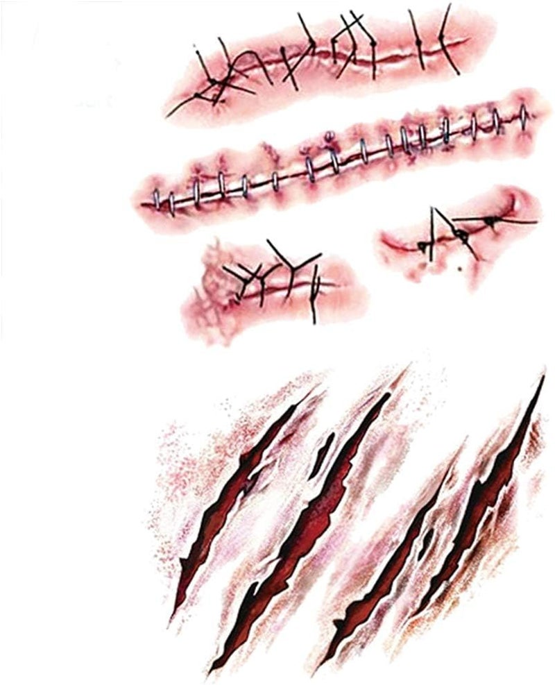 comfrt 10 Sheets Halloween Temporary Wound Tattoo Stickers ,Halloween Bloody Sticker Scar Zombie Vampire Waterproof for Party Cosplay Costume Makeup Props - Image 4
