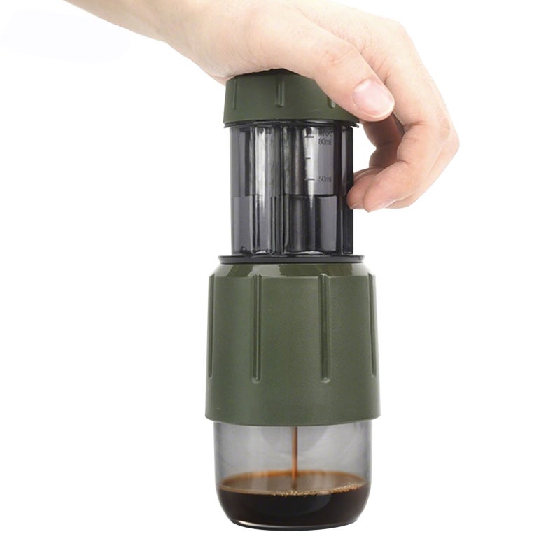 Manual Coffee Machine Portable Capsule Maker Dual Capsule and Ground Coffee Compatibility 8-15Bar Pressure Foldable Compact Design for Travel Home Office Green - Image 1