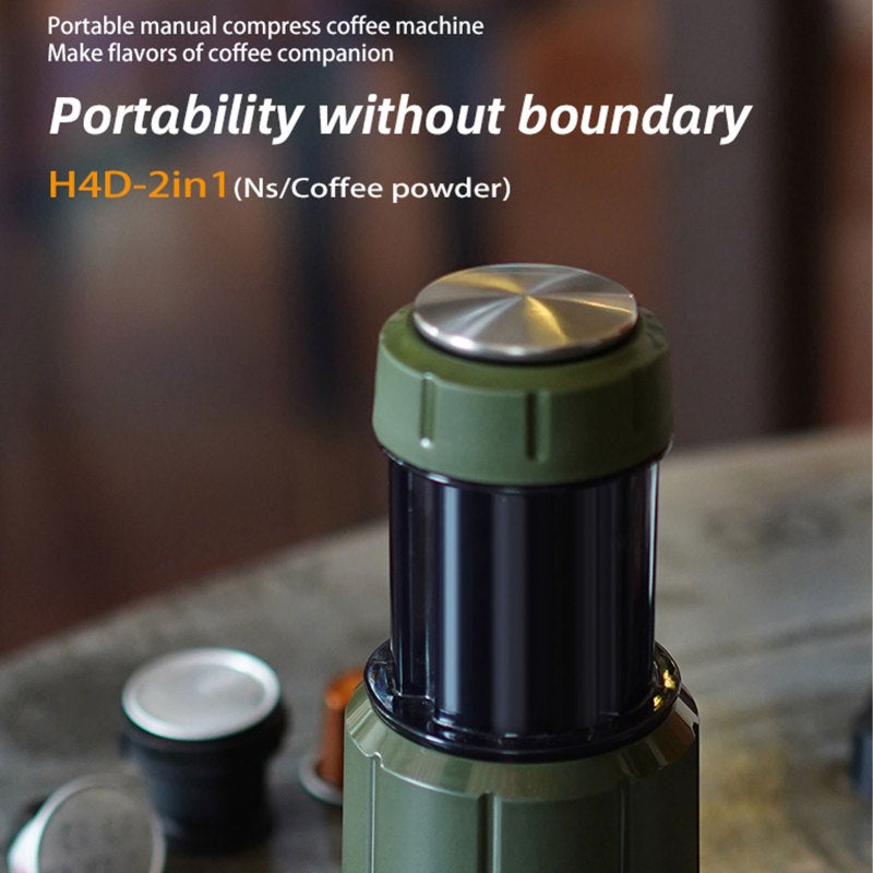 Manual Coffee Machine Portable Capsule Maker Dual Capsule and Ground Coffee Compatibility 8-15Bar Pressure Foldable Compact Design for Travel Home Office Green - Image 4
