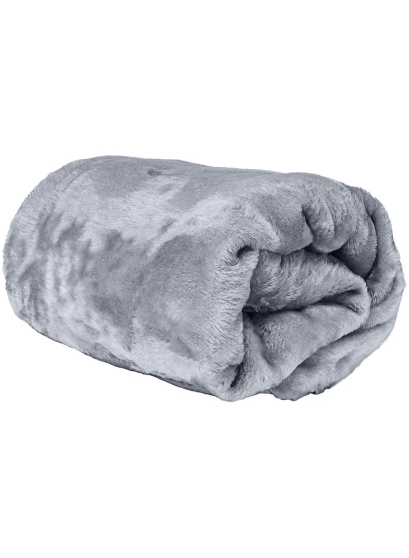 Double Micro Fleece Flannel Blanket, Super Plush and Comfy Throw Blanket, Size : 200 x 220cm, Grey - Image 1