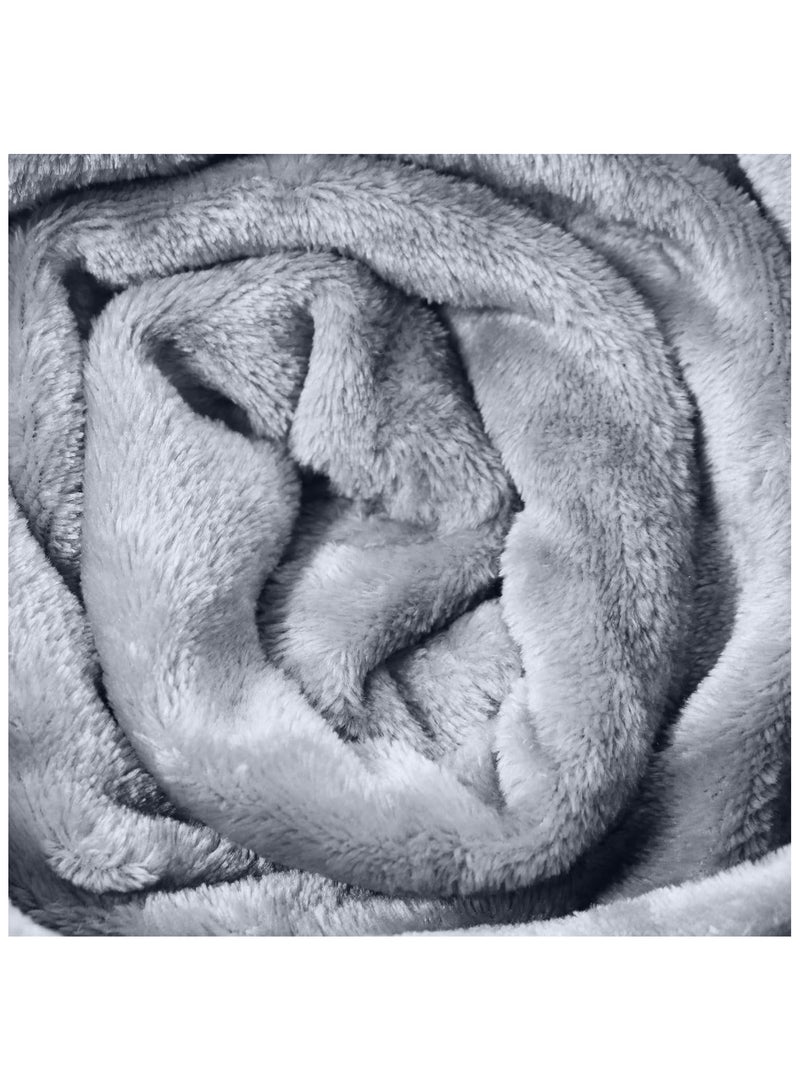 Double Micro Fleece Flannel Blanket, Super Plush and Comfy Throw Blanket, Size : 200 x 220cm, Grey - Image 2