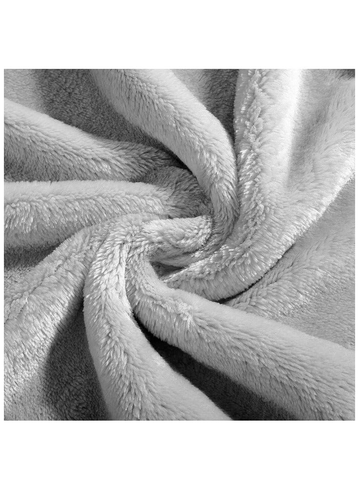 Double Micro Fleece Flannel Blanket, Super Plush and Comfy Throw Blanket, Size : 200 x 220cm, Grey - Image 5