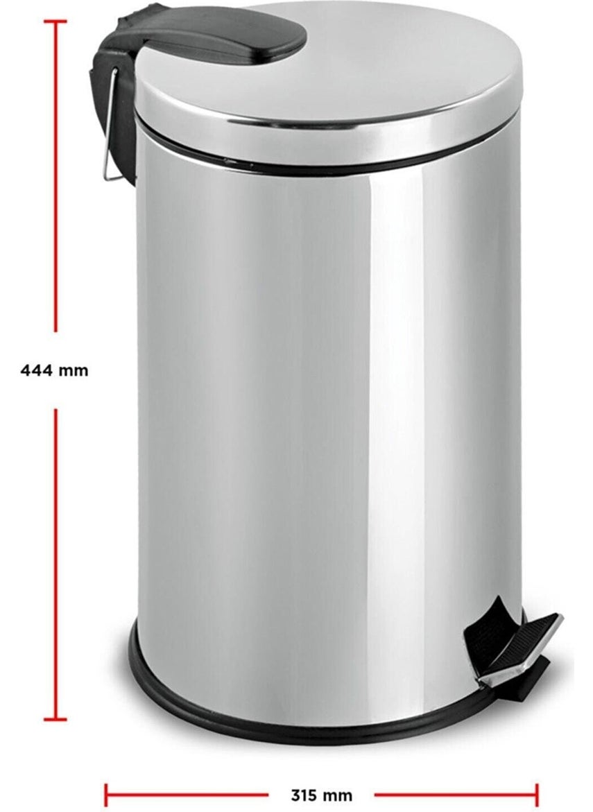 Gör Seç See Select Stainless 30 Liter Dustbin Pedal Trash Can with Foot 30 Lt Office Luxury Luxury Kitchen Garden Bucket  - Image 1