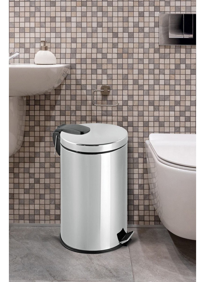 Gör Seç See Select Stainless 30 Liter Dustbin Pedal Trash Can with Foot 30 Lt Office Luxury Luxury Kitchen Garden Bucket  - Image 3