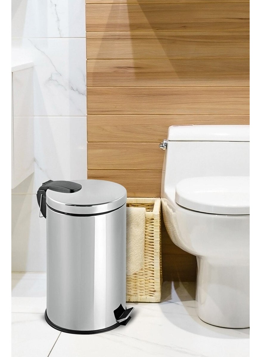 Gör Seç See Select Stainless 30 Liter Dustbin Pedal Trash Can with Foot 30 Lt Office Luxury Luxury Kitchen Garden Bucket  - Image 5