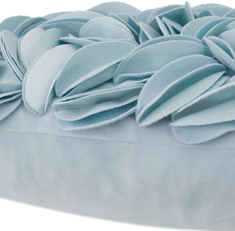 KINGROSE Handmade 3D Floral Accent Throw Pillow Case Soft Pillow Cover Gorgeous Cushion Cover for Sofa Couch Bed Home Decor 12 x 20 Inches Velvet Light Blue - Image 5