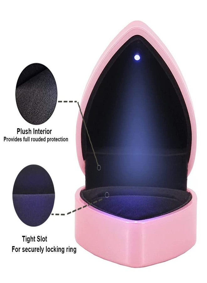 KAKKOII Heart Shaped Ring Box with LED Light Velvet Jewelry Display Gift Box Earrings Coin Storage Box for Proposal,Engagement,Wedding,Anniversary (Pink) - Image 5