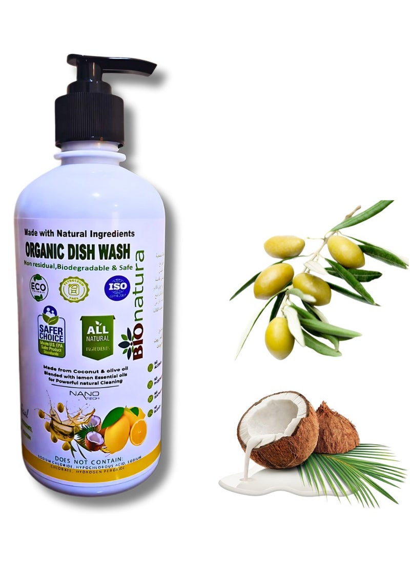 BioNatura - BioNatura Organic Dish Wash, Natural Grease Remover, Non-Toxic Dishwashing Liquid, Eco-Friendly Dish Soap, Plant-Based Dish Cleaner, Biodegradable Formula, Safe for Hands - Image 1