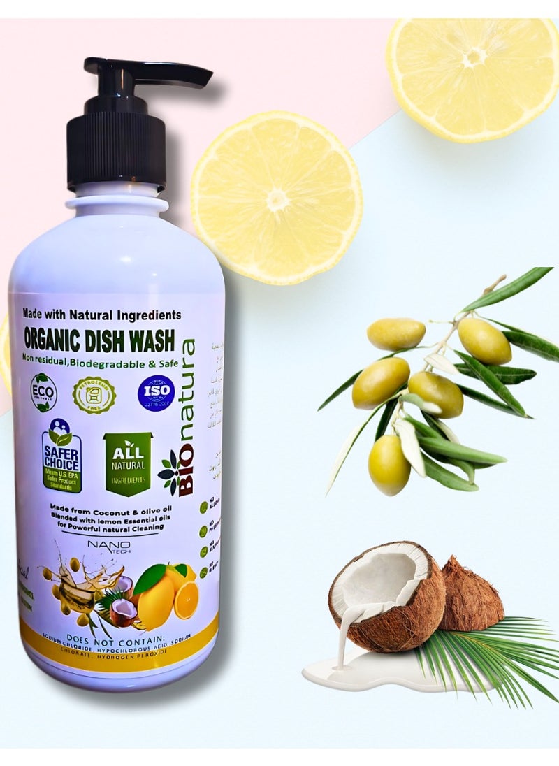 BioNatura - BioNatura Organic Dish Wash, Natural Grease Remover, Non-Toxic Dishwashing Liquid, Eco-Friendly Dish Soap, Plant-Based Dish Cleaner, Biodegradable Formula, Safe for Hands - Image 1