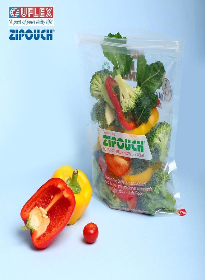 ZIPOUCH Zip Lock Bag with Zipper | Pack of 2 (20 Bags)| Ziplock Bag for Fridge Storage & Travel Packing | Microwave & Freezer Safe Zip Lock Covers & Zipper Pouch for Food Storage & Kitchen|Medium(29X26 cm) - Image 4