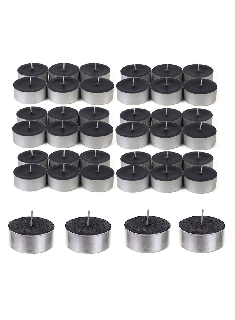 أتوراكوشون atorakushon® - 40 شمعة عائمة صغيرة (Tealight) سوداء، معطرة وعديمة الدخان - لتزيين حفلات عيد "ديوالي" - Image 1