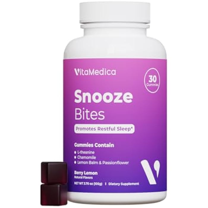 VitaMedica Snooze Sleep Gummies - Melatonin-Free, Zero Grogginess - L-Theanine, Chamomile, Passionflower & Lemon Balm - Sleep Aid Gummies for Adults - 30 Count - Image 1