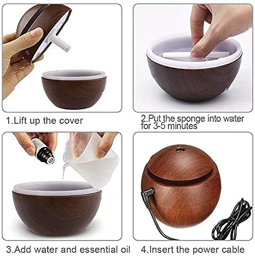 LUCC1N Wooden Air Humidifier Essential Oil Diffuser Aroma Air Humidifier with Colorful Change for Office Car Home Room - Image 4
