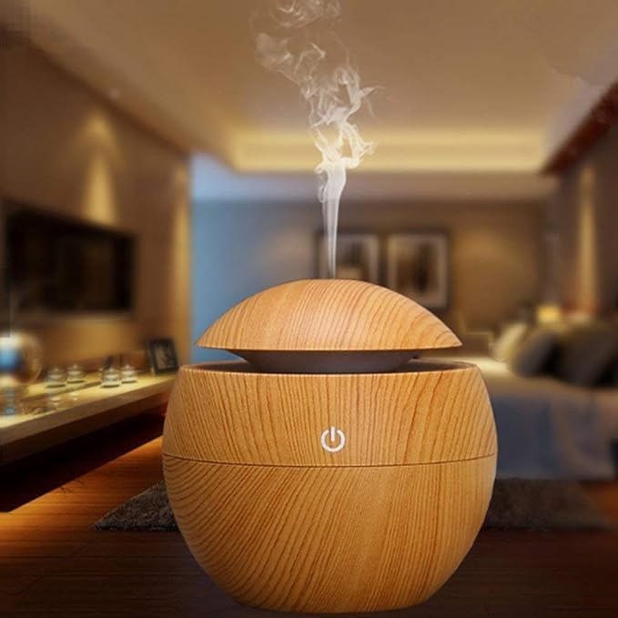 LUCC1N Wooden Air Humidifier Essential Oil Diffuser Aroma Air Humidifier with Colorful Change for Office Car Home Room - Image 2