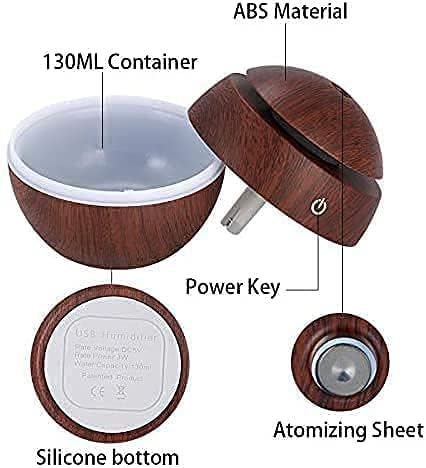 LUCC1N Wooden Air Humidifier Essential Oil Diffuser Aroma Air Humidifier with Colorful Change for Office Car Home Room - Image 5