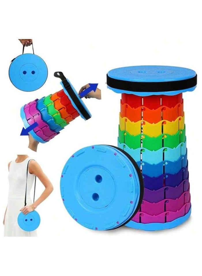 Generic Telescopic Folding Stool High Quality Compact Multicolor Portable Seat for Home Office Outdoor Use Durable & Adjustable Height Easy To Storage (Colourful)  - Image 3