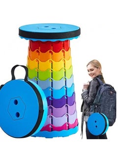 Generic Telescopic Folding Stool High Quality Compact Multicolor Portable Seat for Home Office Outdoor Use Durable & Adjustable Height Easy To Storage (Colourful)  - Image 2