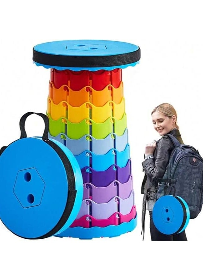 Generic Telescopic Folding Stool High Quality Compact Multicolor Portable Seat for Home Office Outdoor Use Durable & Adjustable Height Easy To Storage (Colourful)  - Image 2