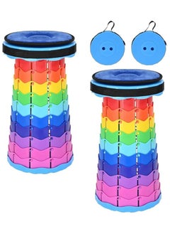 Generic Telescopic Folding Stool High Quality Compact Multicolor Portable Seat for Home Office Outdoor Use Durable & Adjustable Height Easy To Storage (Colourful)  - Image 4