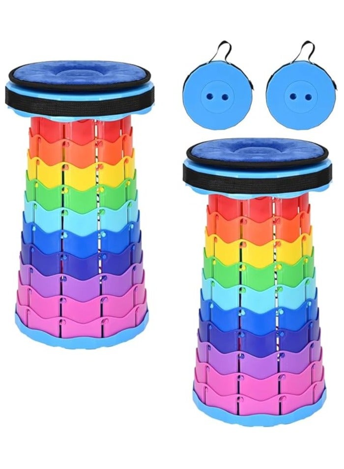 Generic Telescopic Folding Stool High Quality Compact Multicolor Portable Seat for Home Office Outdoor Use Durable & Adjustable Height Easy To Storage (Colourful)  - Image 4
