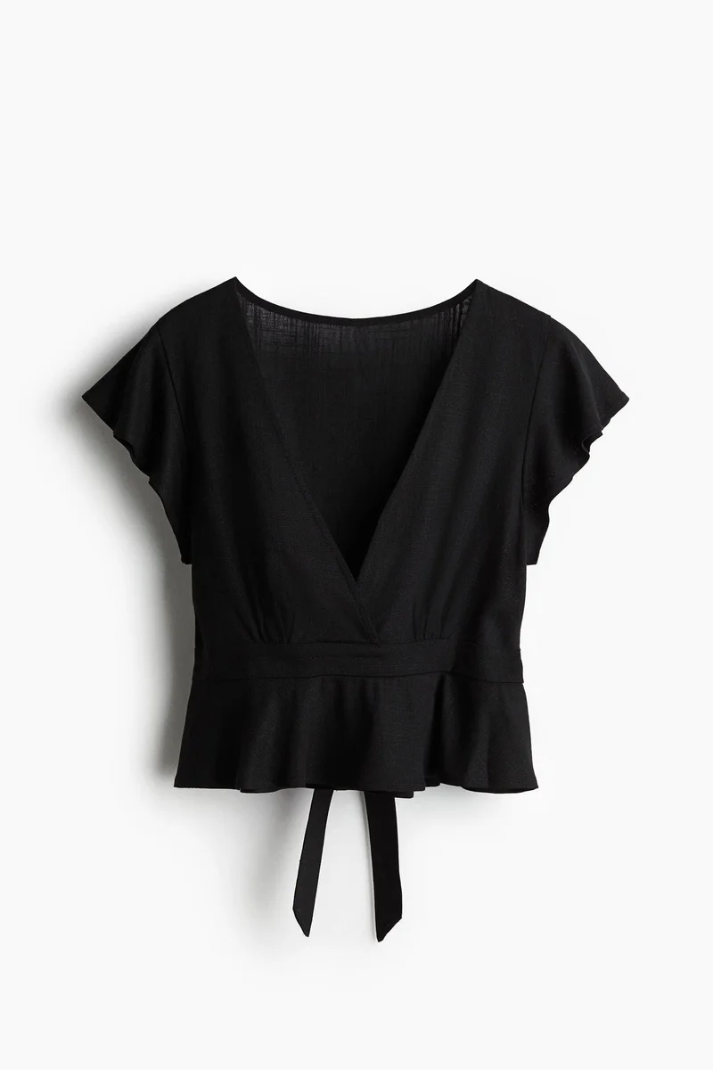 اتش اند ام Linen-blend blouse