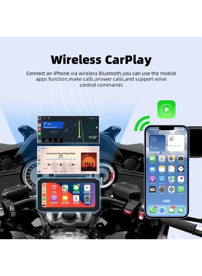 M6 2K+2K 1440P Wireless CarPlay Android Auto 6.25 Inch Portable Motorcycle Camera GPS Navigation TPMS Tire Pressure Monitoring - Image 4