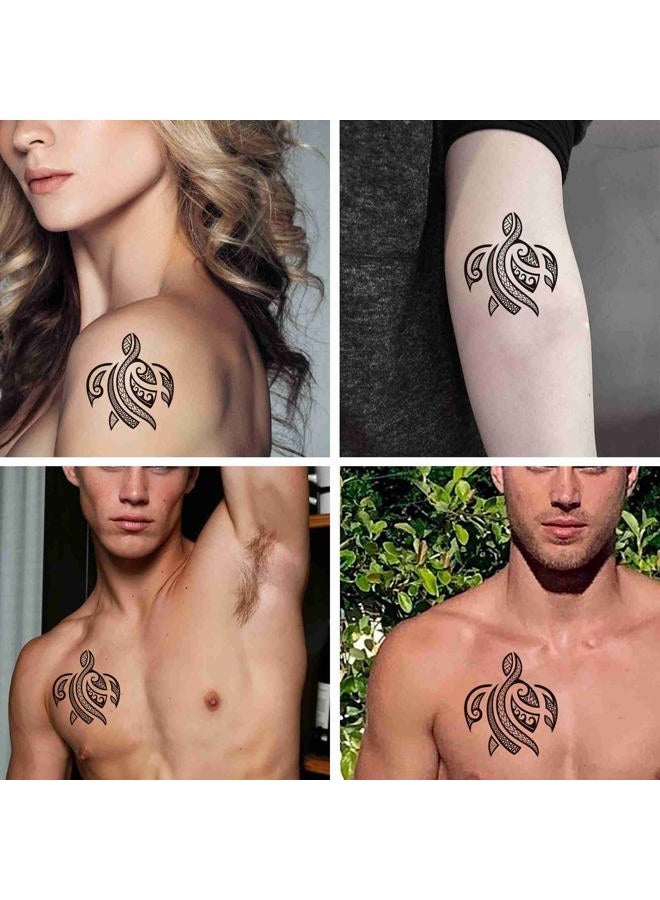 Dopetattoo 6 ورقات وشوم مؤقتة قبائل السلاحف السلحفاة البولينية السلحفاة الساموانية الماورية تصميم الذراع للرجال وشم مؤقت للنساء الرقبة الذراع الصدر للنساء - Image 3