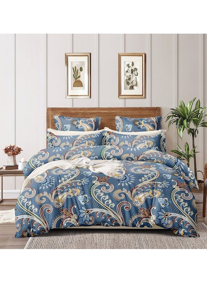 THE HOME STYLE Cotton Feel Glace Cotton Elastic Fitted All Around Printed Full Length Single Bed Bedsheet With 1 Pillow Cover(36"X78",Ash Berry Abstract),300 TC - Image 1