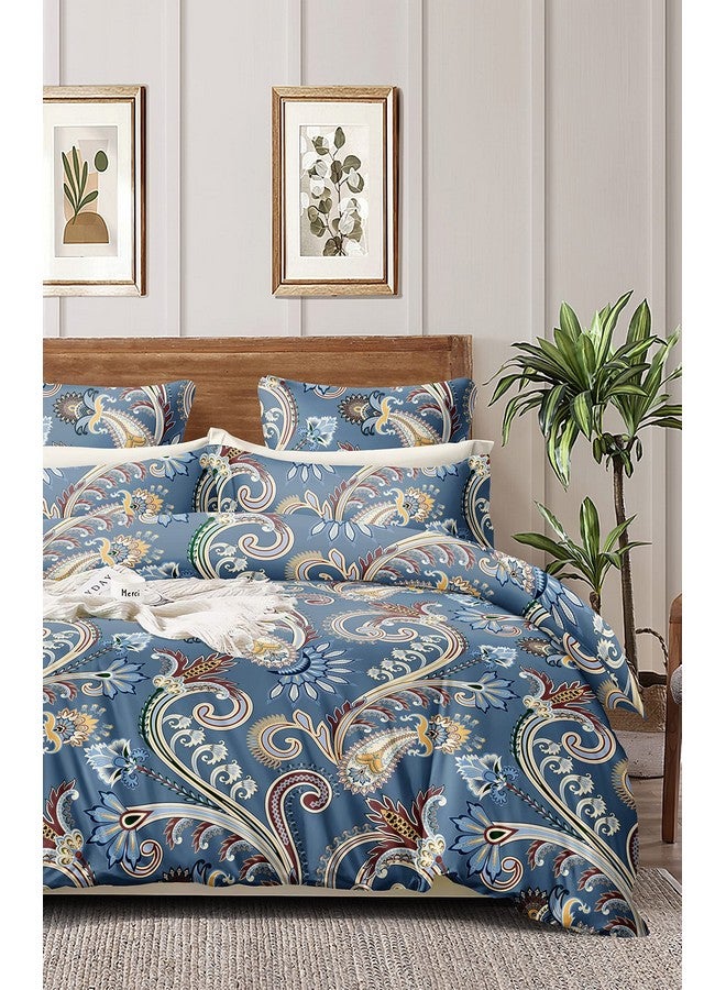 THE HOME STYLE Cotton Feel Glace Cotton Elastic Fitted All Around Printed Full Length Single Bed Bedsheet With 1 Pillow Cover(36"X78",Ash Berry Abstract),300 TC - Image 2