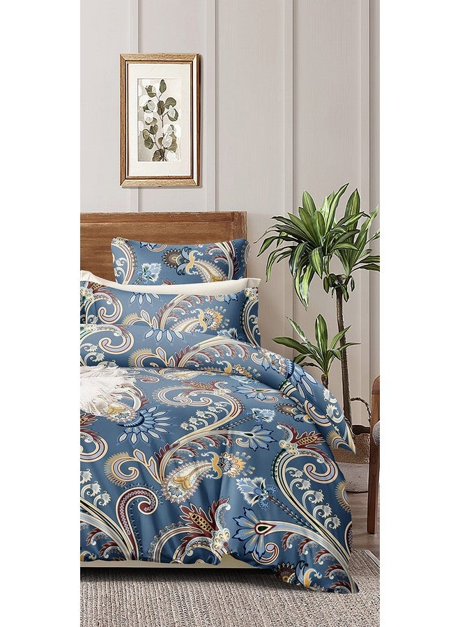 THE HOME STYLE Cotton Feel Glace Cotton Elastic Fitted All Around Printed Full Length Single Bed Bedsheet With 1 Pillow Cover(36"X78",Ash Berry Abstract),300 TC - Image 3