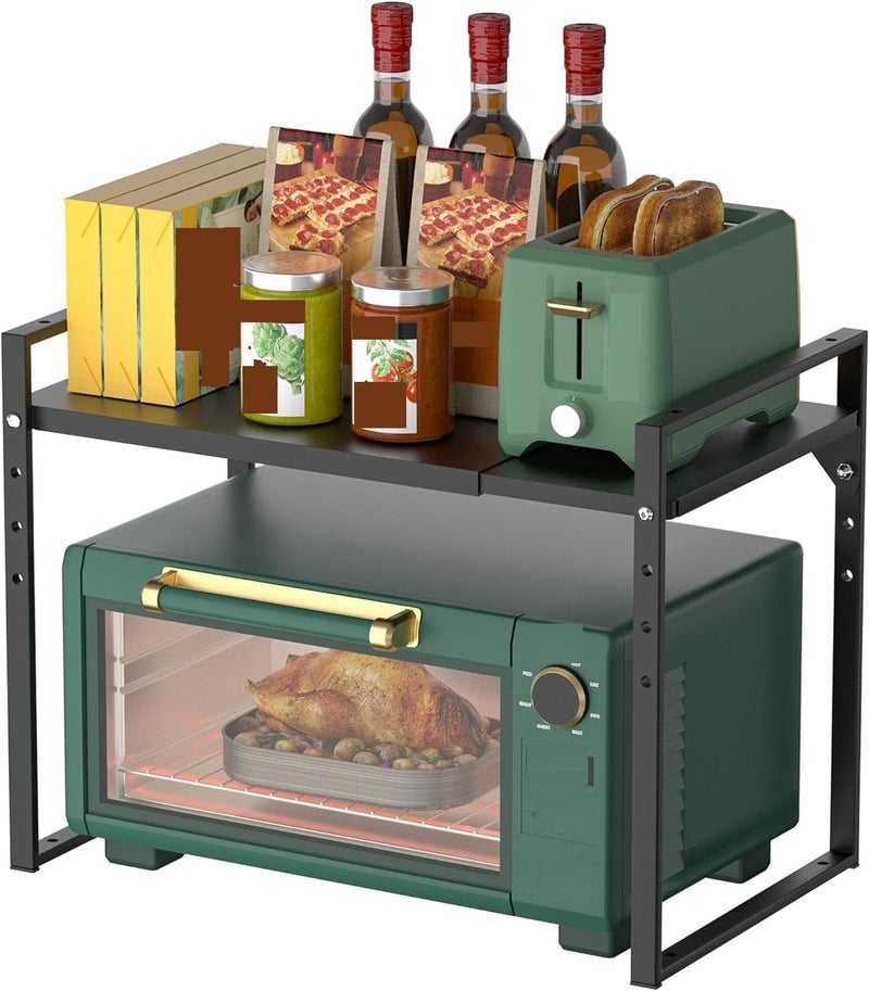 THE BEST SELLERS أفضل البائعين رف تخزين المطبخ 35501 رف مطبخ معدني أسود رف ميكروويف رف توابل موضة تخزين مطبخ عائلية يتحمل 50 كجم مصنوع في الهند - Image 1