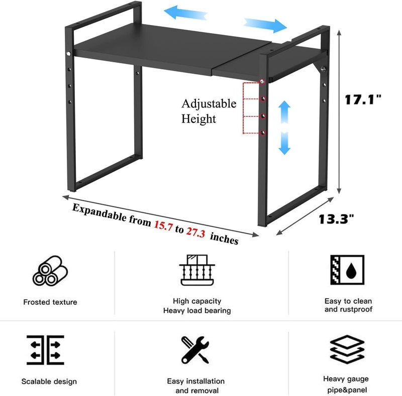 THE BEST SELLERS أفضل البائعين رف تخزين المطبخ 35501 رف مطبخ معدني أسود رف ميكروويف رف توابل موضة تخزين مطبخ عائلية يتحمل 50 كجم مصنوع في الهند - Image 3
