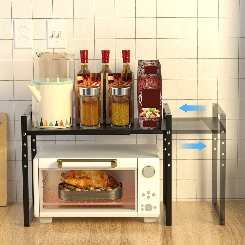 THE BEST SELLERS أفضل البائعين رف تخزين المطبخ 35501 رف مطبخ معدني أسود رف ميكروويف رف توابل موضة تخزين مطبخ عائلية يتحمل 50 كجم مصنوع في الهند - Image 4
