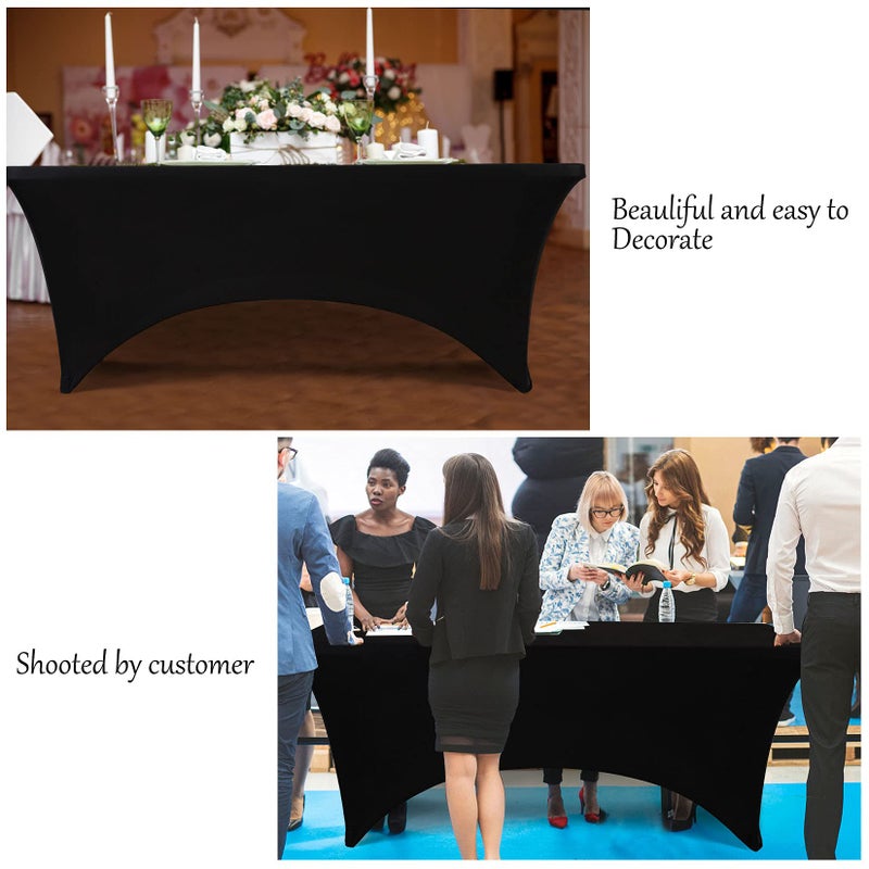 Bddc Table Covers For 6 Foot Tables 2 Pack  Spandex Table Covers 6Ft  Black Table Cloths Rectangle 6Ft For Events  Wedding  Banquets & Parties - Image 5