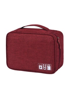 Generic Digital Storage Bag For Phones Cables Power Banks Usb Drives Multi-functional Storage Box-Color:Burgundy  - Image 1