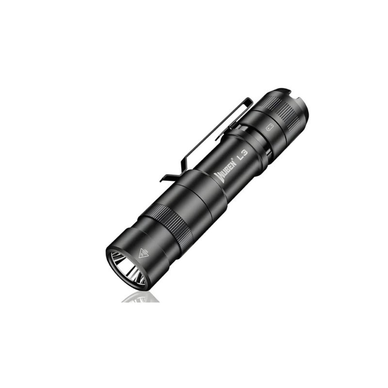 WUBEN L3 Ultra-Bright Rechargeable Flashlight, 3000 Lumens, 226 m Beam, 4800mAh Battery, 18 W Type-C Fast Charging, 7 Modes, IP68, Black