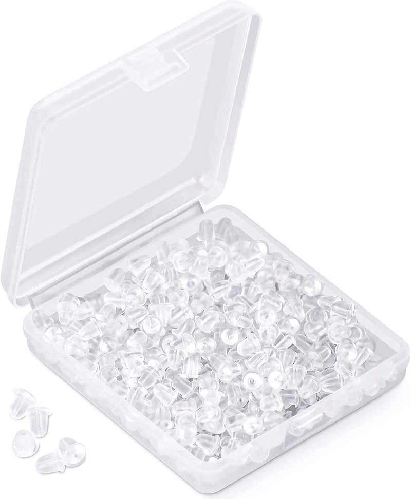 iBayam Silicone Earring Backs Earring Backings Soft Clear Ear Safety Back Pads Backstops Clutch Stopper Replacement for Fish Hook Earring Studs Hoops Diameter 4mm (300) - Image 1