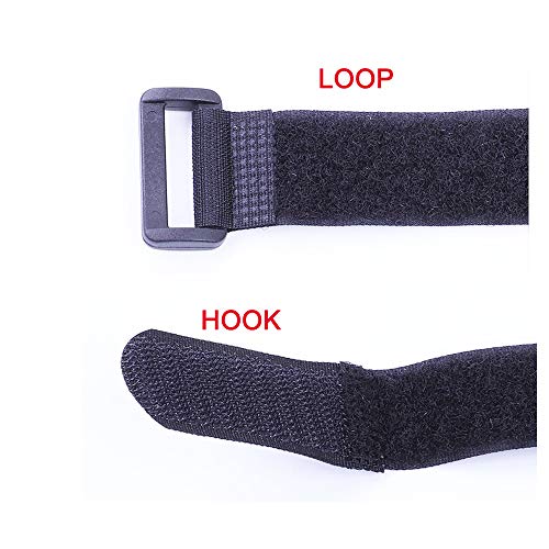 HUAPX Fastening Hook and Loop Cable Straps,10Pack Black Self-Adhesive Cable Ties,Nylon Securing Straps with Buckles,Adjustable and Reusable Cinch Straps for Cords Organized and Tidy(1" x 24") - Image 4